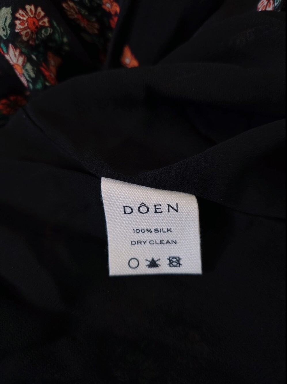 Doen Alette Romantic 100% Silk Sheer Dress In Paisley Floral Black Size Medium - Picture 14 of 14